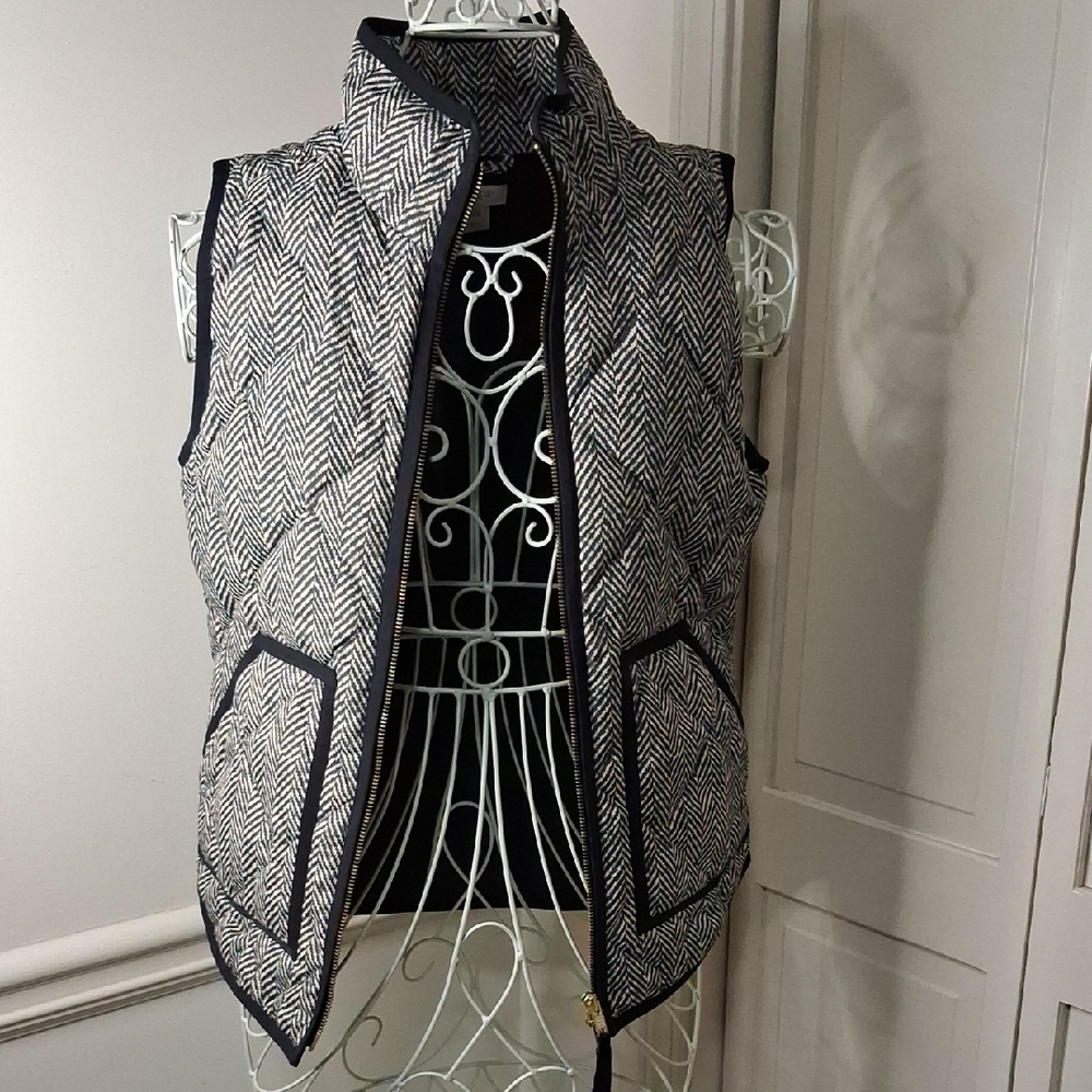 J. Crew Black and White Quilted Vest